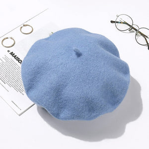 100% Pure Wool Felt Beret Women Fashion British Style Girls Beret Hat