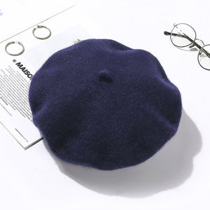 100% Pure Wool Felt Beret Women Fashion British Style Girls Beret Hat